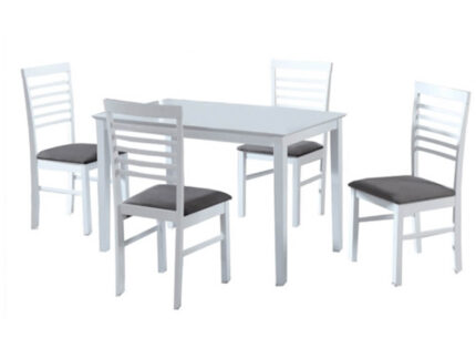 Set dining, 1+4, alb/stofa gri, GLOBAL296
