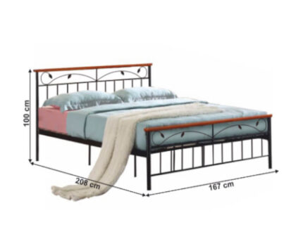 Pat cu somiera, lemn cires/metal,GLOBAL344