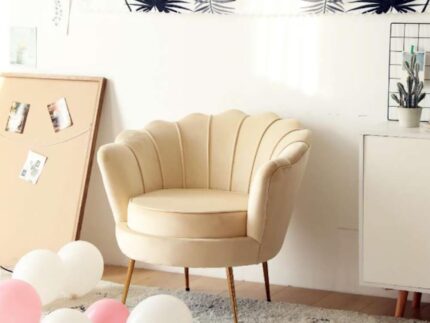 Fotoliu stil Art-Deco, GLOBAL4931, crem